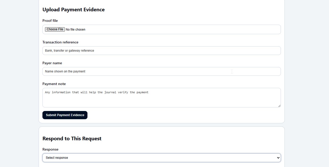 Author communication and optional support workflow