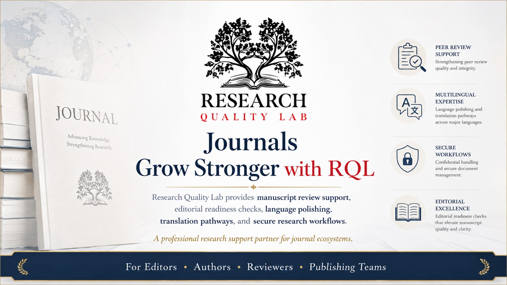 Academic editorial and institutional research team using RQL